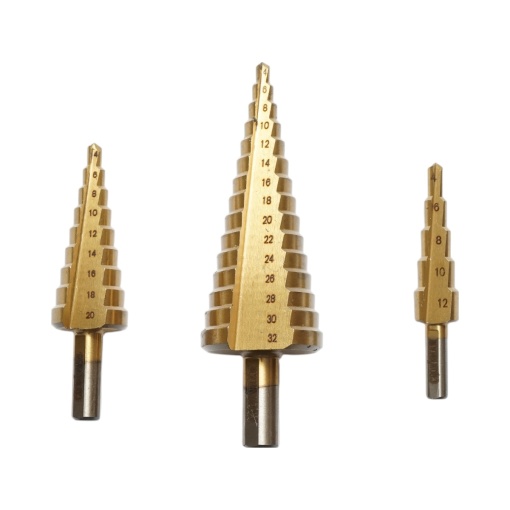 Set 3 burghie conice în 5 trepte 4-12mm, 9 trepte 4-20mm, 15 trepte 4-35mm din otel 4241 HSS pentru metal, aluminiu, lemn , Cod: DISPN69, Brand: CROWNMAN