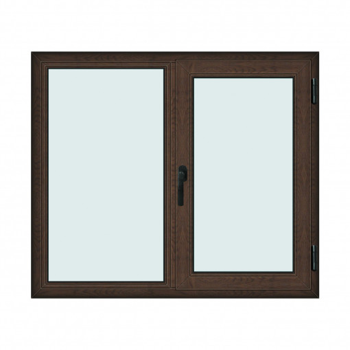 Fereastra 140x120cm, 2 canate, wenge (tabac), dreapta si rabatare, Klass, 7cm, 6 camere, 2 garnituri