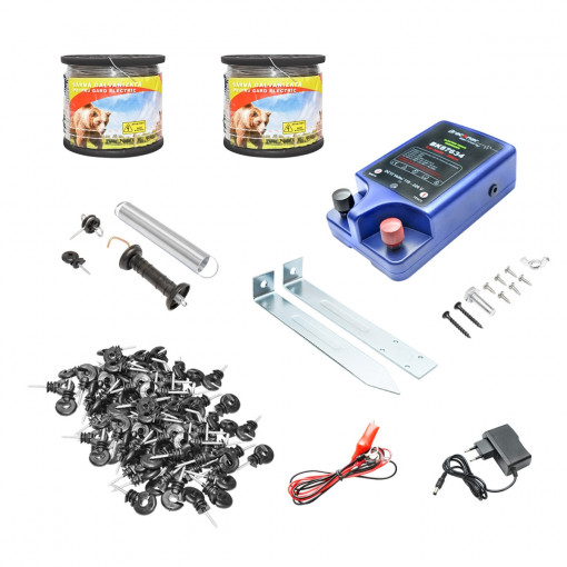 Kit complet gard electric 220V, 2 Joule, lungime fir 1000m, 100 izolatori si kit poarta,Cod: BK87561, Brand: BRECKNER GERMANY