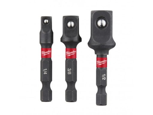 MILWAUKEE Set adaptor pentru mufe 3 piese 1/4&quot; Hex -&gt; 1/2&quot;, 3/8&quot;, 1/4&quot; pătrat