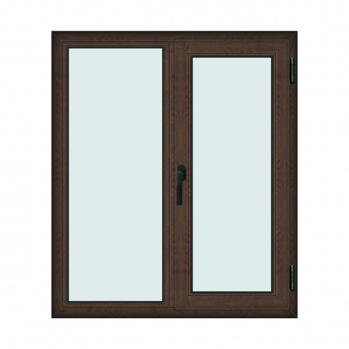 Fereastra 120x140cm, 2 canate, wenge (tabac), dreapta si rabatare, Klass, 7cm, 6 camere, 2 garnituri
