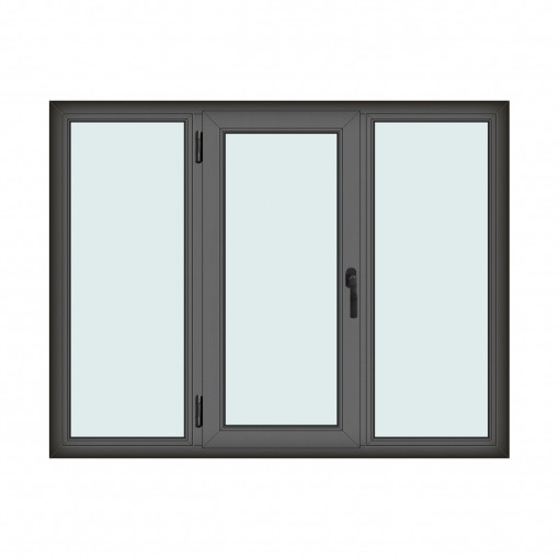 Fereastra 180x140cm, 3 canate, antracit, stanga si rabatare, Klass, 7cm, 6 camere, 2 garnituri