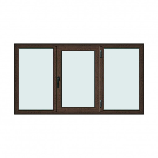 Fereastra 220x120cm, 3 canate, wenge (tabac), dreapta si rabatare, Klass, 7cm, 6 camere, 2 garnituri