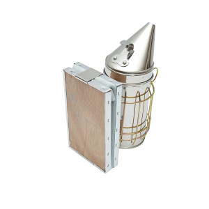 Afumator albine din inox cu cilindru scut termic si burduf din piele 160mm, Cod: DISKR80 - Img 2
