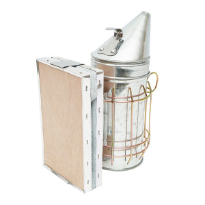 Afumator albine din otel inox cu cilindru scut termic si burduf din piele 160mm, Cod: DISKR82 - Img 3