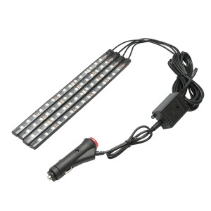 Banda LED lumini ambientale auto 12V, 9W cu telecomanda, control muzical 4x26.7cm RGB Breckner Germany, BK79087 - Img 4
