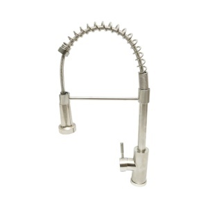 Baterie chiuveta bucatarie cu dus extractibil, arc flexibil, perlator 2 functii, inox satinat, aliaj zinc, furtunuri incluse, DISVM39 - Img 3