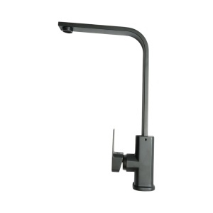Baterie chiuveta bucatarie negru mat cu pipa inalta patrata, monocomanda, aliaj zinc, furtunuri incluse, DISVM25 - Img 3