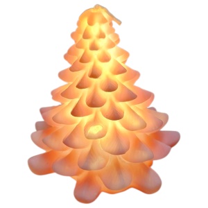 Brăduț decorativ cu lumină LED alb cald – 8 cm, culori pastel - rosu - Img 2