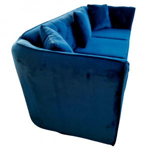 Canapea Extensibila Fabio, 260x80x85cm, 3 locuri, Velutto 25 Navy, Glasspandoor - Img 6