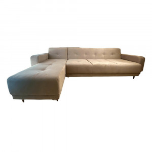Colțar Fix Fredie, 200x180x75cm, 5 locuri, Amore 25 Beige, în formă de "L", stanga, Glasspandoor - Img 2
