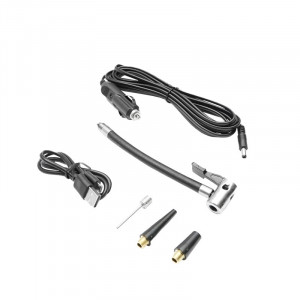 Compresor aer portabil negru 12,4V baterie 6000Am reincarcabila 250x56x47mm cu accesorii, Cod: DISBE04 - Img 5