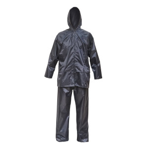 Costum impermeabil L cu gluga si pantaloni din poliester si PVC, navy blue, Cod: BK77413, Breckner Germany