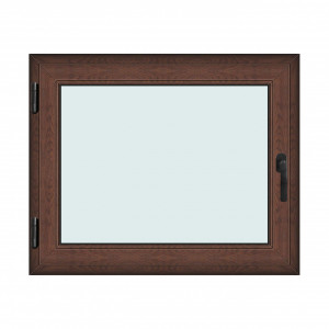 Fereastra 110x90cm, 1 canat, maro, nuc, stanga si rabatare, Klass, 7cm, 6 camere, 2 garnituri