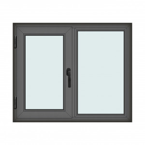 Fereastra 120x100cm, 2 canate, antracit, stanga si rabatare, Klass, 7cm, 6 camere, 2 garnituri - Img 1