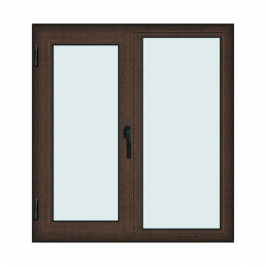 Fereastra 120x130cm, 2 canate, wenge (tabac), stanga si rabatare, Klass, 7cm, 6 camere, 2 garnituri - Img 1