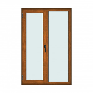 Fereastra 130x200cm, 2 canate, maro, stejar auriu, stanga si rabatare, Klass, 7cm, 6 camere, 2 garnituri