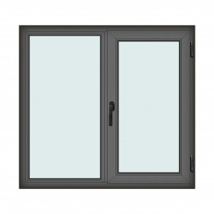 Fereastra 140x130cm, 2 canate, antracit, dreapta si rabatare, Klass, 7cm, 6 camere, 2 garnituri
