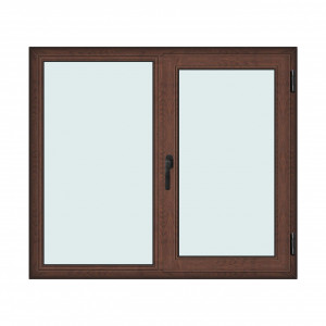 Fereastra 150x130cm, 2 canate, maro, nuc, dreapta si rabatare, Klass, 7cm, 6 camere, 2 garnituri