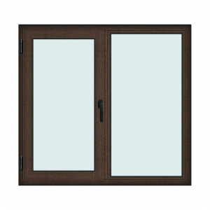 Fereastra 150x140cm, 2 canate, wenge (tabac), stanga si rabatare, Klass, 7cm, 6 camere, 2 garnituri