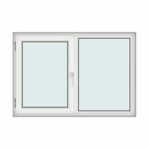 Fereastra 160x110cm, 2 canate, alb, stanga si rabatare, Klass, 7cm, 6 camere, 2 garnituri