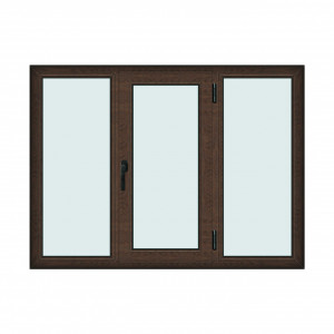 Fereastra 175x130cm, 3 canate, wenge (tabac), dreapta si rabatare, Klass, 7cm, 6 camere, 2 garnituri