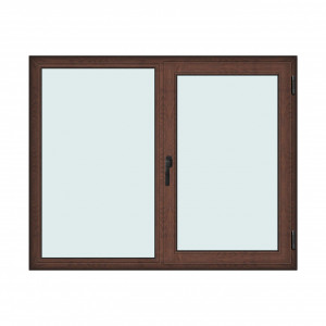 Fereastra 175x140cm, 2 canate, maro, nuc, dreapta si rabatare, Klass, 7cm, 6 camere, 2 garnituri - Img 1