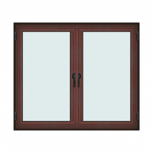 Fereastra 175x150cm, 2 canate, mahon, 2 deschideri si rabatare, cu montant fix, Klass, 7cm, 6 camere, 2 garnituri - Img 1