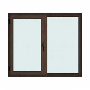 Fereastra 175x150cm, 2 canate, wenge (tabac), stanga si rabatare, Klass, 7cm, 6 camere, 2 garnituri - Img 1