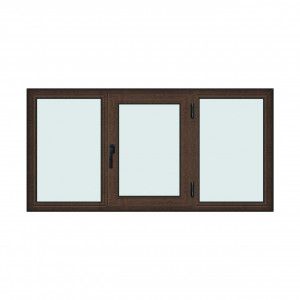 Fereastra 200x100cm, 3 canate, wenge (tabac), dreapta si rabatare, Klass, 7cm, 6 camere, 2 garnituri - Img 1