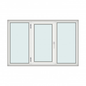 Fereastra 200x130cm, 3 canate, alb, stanga si rabatare, Klass, 7cm, 6 camere, 2 garnituri
