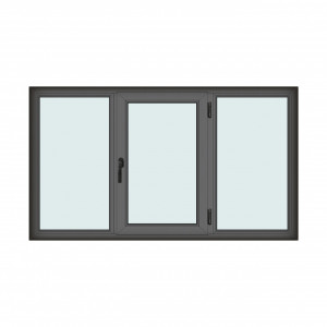 Fereastra 210x120cm, 3 canate, antracit, dreapta si rabatare, Klass, 7cm, 6 camere, 2 garnituri - Img 1