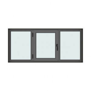 Fereastra 220x100cm, 3 canate, antracit, stanga si rabatare, Klass, 7cm, 6 camere, 2 garnituri