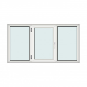 Fereastra 220x120cm, 3 canate, alb, stanga si rabatare, Klass, 7cm, 6 camere, 2 garnituri