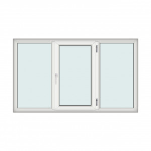 Fereastra 220x130cm, 3 canate, alb, dreapta si rabatare, Klass, 7cm, 6 camere, 2 garnituri - Img 1