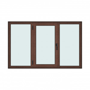 Fereastra 220x140cm, 3 canate, maro, nuc, stanga si rabatare, Klass, 7cm, 6 camere, 2 garnituri