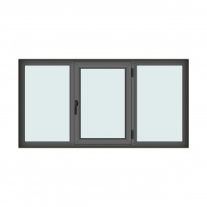 Fereastra 230x120cm, 3 canate, antracit, dreapta si rabatare, Klass, 7cm, 6 camere, 2 garnituri