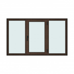Fereastra 230x140cm, 3 canate, wenge (tabac), dreapta si rabatare, Klass, 7cm, 6 camere, 2 garnituri - Img 1