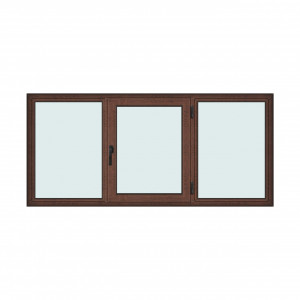 Fereastra 240x110cm, 3 canate, maro, nuc, dreapta si rabatare, Klass, 7cm, 6 camere, 2 garnituri
