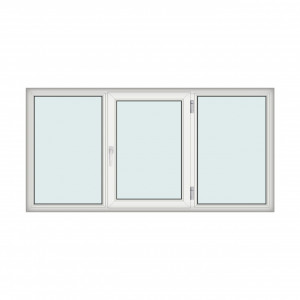 Fereastra 240x120cm, 3 canate, alb, dreapta si rabatare, Klass, 7cm, 6 camere, 2 garnituri - Img 1