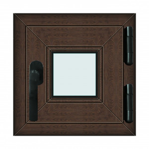 Fereastra 40x40cm, 1 canat, wenge (tabac), dreapta, Klass, 7cm, 6 camere, 2 garnituri - Img 1