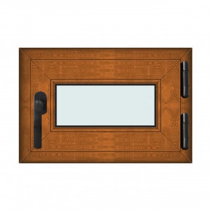 Fereastra 60x40cm, 1 canat, maro, stejar auriu, dreapta si rabatare, Klass, 7cm, 6 camere, 2 garnituri - Img 1
