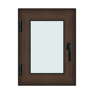 Fereastra 60x80cm, 1 canat, wenge (tabac), stanga si rabatare, Klass, 7cm, 6 camere, 2 garnituri - Img 1