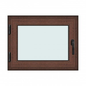 Fereastra 90x70cm, 1 canat, maro, nuc, stanga si rabatare, Klass, 7cm, 6 camere, 2 garnituri