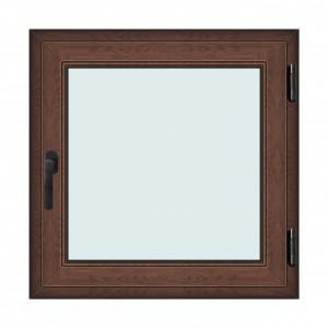 Fereastra 90x90cm, 1 canat, maro, nuc, dreapta si rabatare, Klass, 7cm, 6 camere, 2 garnituri - Img 1