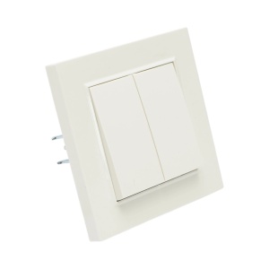 Intrerupator dublu cap scara alb incastrat 220V, 10AX, ABS 80x80mm, DISRP26 - Img 4