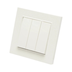 Intrerupator triplu alb incastrat 220V, 10AX, ABS 80x80mm, DISRP27