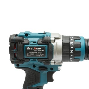 Masina de gaurit si insurubat cu percutie, 2 acumulatori 21V, 4Ah Li-ion, LED, brushless, 65Nm, mandrina 13mm, 0-400/1400rpm Breckner Germany, BRECKNER GERMANY, DISUT01 - Img 10