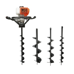 Motoburghiu de pamant pe benzina 2 timpi 2.8CP, 52cc cu 3 burghie incluse 100mm, 150mm, 200mm, Cod: DISUE06.