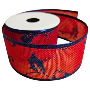Panglică Decorativă Crăciun – Roșu cu Albastru, 5 cm × 2.80 m